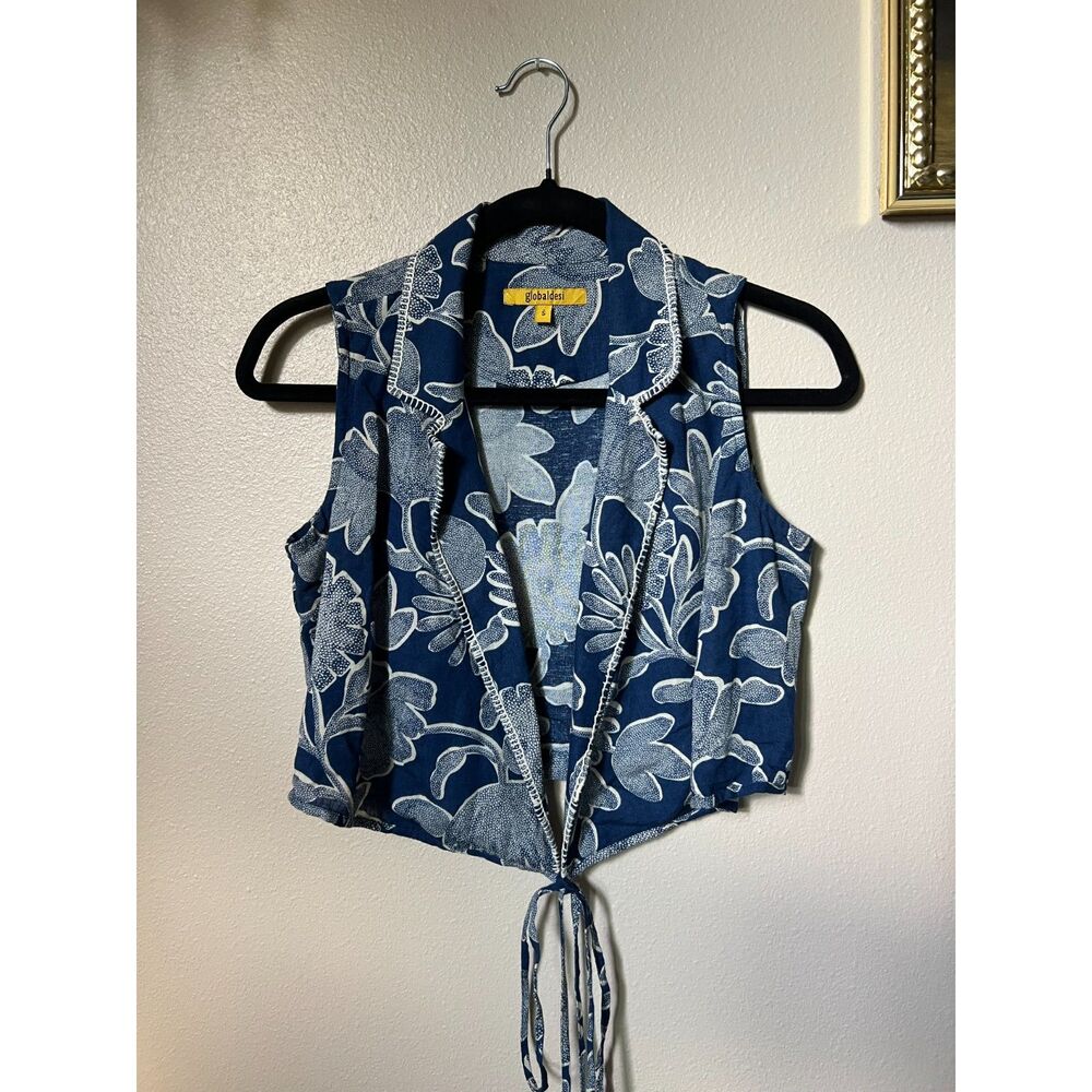 Navy Blue Floral Vest
